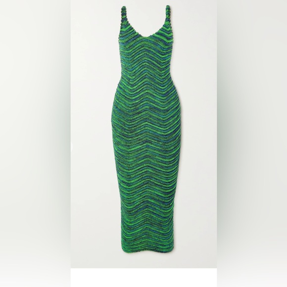 Isa boulder Body Curl ribbed stretch-knit midi dress w/tags - Picture 1 of 3